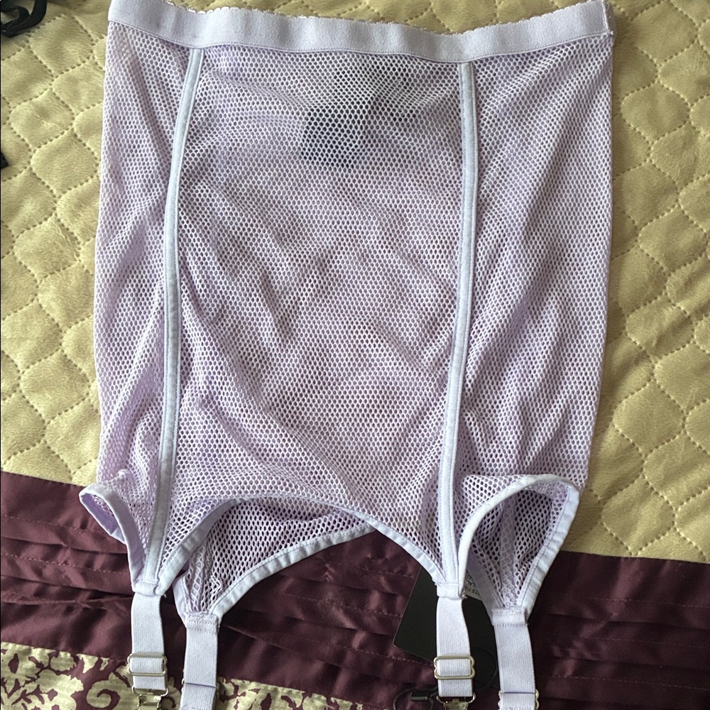 NWT Purple Mesh Garter Belt